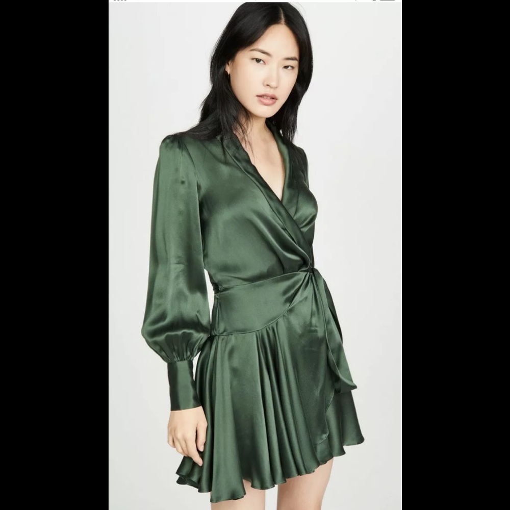 ZIMMERMANN Silk Wrap Mini in Hunter Green